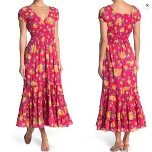 Betsey Johnson Pink Ruffled Tiered Sundress L